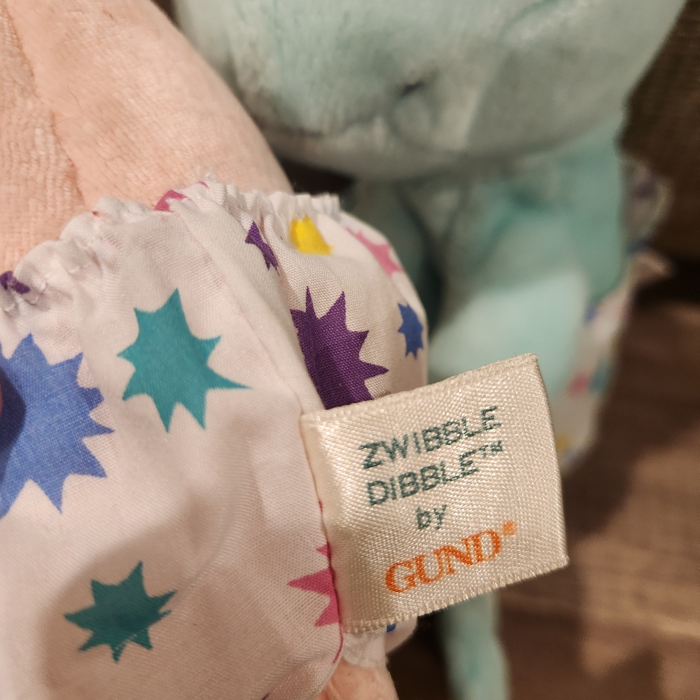 Set of 2 Gund Pink & Teal ZWIBBLE DIBBLE Plush Toys From Late 80s Early 90s - Picture 4 of 11